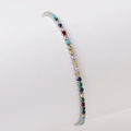 Verstellbares silbernes Tennisarmband mit bunten Zirkoniasteinen in einer Krallenfassung - Silber/Regenbogen Zirkonia