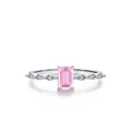 Eleganter S925 Sterlingsilber Ring mit pinkfarbenem Zirkon im Smaragdschliff - US-Größe 5 / Rosa Zirkonia