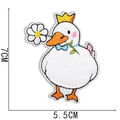 Embroidered duck patch with yellow crown and blue bow, sized 7cm by 5.5cm for clothing - No. 9 (Crown Duck)