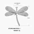 Minimalist silver dragonfly stainless steel ring with textured wings in silver finish - Steel Color Dragonfly Style / Silver