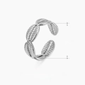 Adjustable stainless steel shell pattern ring with 1.7cm diameter and silver finish - Silver Shell Texture Style