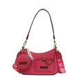 Pink underarm tote bag with PARCHITA logo and decorative chain on white background - Rose Red