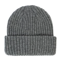 Close-up view of gray ribbed knit beanie showing warm and soft texture for infants and kids - Size S (0-2 Years) / Dark Gray