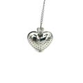 Heart shaped stainless steel tea infuser with chain and hook on white background - Original Color