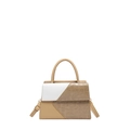 Bolso elegante bicolor caqui y blanco con diseño de cocodrilo y forma cuadrada moderna - Caqui