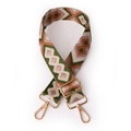 Ethnic style woven bag strap with pink and green geometric patterns and gold clips - Green and Pink