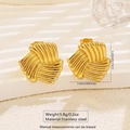 Golden stainless steel seashell earrings with textured square design for beach style - Stacked Irregular Texture (FYD6214)