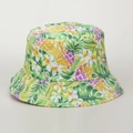 Unisex zonnehoed vissershoed met levendige tropische ananasprint en brede rand - M(56-58cm) / Kleurrijke Ananas