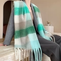Écharpe à carreaux vert et beige en similicachemire avec franges élégantes et texture douce - 31# Vert Beige Marron à Carreaux