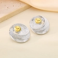 Detail of spiral texture earrings with mixed gold and silver tones in macro view - Spiral Texture Gold Ball (KE116199-KFC)