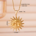 Collana con pendente a sole vintage placcata oro 18 carati con elegante catena a serpente - Sole 2661 (Volto del Sole Rétro)