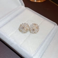 Elegant pearl flower cluster stud earrings with zircon center in a soft gold finish - 49# Silver Earring Post - 18K Gold Plated Pearl Ball Zircon Stud