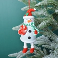 Addobbo natalizio a pupazzo di neve con cappello rosso e bastoncino di zucchero per l'albero - Pupazzo di neve / 6*14cm