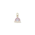 Porte-clés arc-en-ciel tissé à la main avec franges roses et bleues et fermoir doré - Violet