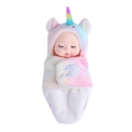 Sleeping baby doll in a plush unicorn sleep sack with rainbow horn and ears - Unicorn Sleeping Baby (OPP Bag)
