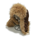 Faux fox fur leopard print trapper hat with warm fleece lining and toggle closure - M (56-58cm) / Horn Buckle Style / Leopard Print