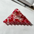 French triangle hair claw clip with red and cream white tortoiseshell pattern finish - Red