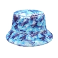 Textura detallada de piel sintética tie-dye azul violeta en un gorro de invierno cálido - M (56-58cm) / Tie Dye Azul