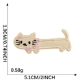 Cartoon cat embroidery patch in cream color with pink flowers for DIY clothes - Cream Cat with Pink and White Flowers