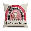 Rode Valentijnsdag kussensloop met kabouters en Love is in the air tekst opdruk - 45*45cm (Alleen kussensloop) / Rood/Beige Love Is In The Air (YMV25-2)