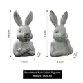 Set de 2 figuras de conejo en resina gris con textura de grano de madera minimalista - Conejo Medio de Imitación Madera (Juego de 2)