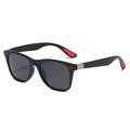 Classic matte black polarized sports sunglasses with red details and dark grey lenses - Black Grey (Polarized)
