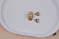 AB crystal heart nail charm with gold base and small white stones on pink nails - Gold Base Iridescent AB Heart
