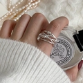 Elegant multi-layered silver ring featuring a minimalist wrap design for women - JZ0474 (Multi-Layer Wrapping)