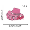 Detail eines rosa bestickten Cowboyhut-Aufnähers mit Yeehaw-Text und Maßen - 2# Rosa Cowboyhut