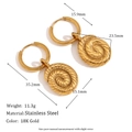 Orecchini a cerchio intrecciati con ciondolo a spirale in acciaio placcato oro 18K - Piccoli Orecchini a Cerchio con Pendente a Spirale a Forma di Lumaca - Oro