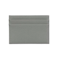 Detailed view of grey Saffiano leather card holder with multiple functional slots - Light Grey Saffiano Pattern