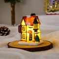 Glow-in-the-dark miniature resin house with LED warm light and snowy roof for Christmas - Dining Style (Style H)
