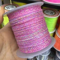 DIY jewelry rope with colorful braided twist pattern on translucent plastic reel - Approx. 2.0mm / Pink, Yellow and Blue