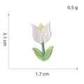 Detailed tulip flower embroidery patch showing 3.1cm height and 1.7cm width dimensions - 10# (White/Yellow Tulip)