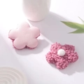 Close-up of pink teddy velvet floral spring accessories with soft plush texture and white core - 8.5cm Single-sided (Turkish Curly) / Rose Red