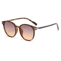 Fashionable round oversized sunglasses with tortoise frames and purple-orange gradient lenses - Tortoise Frame Light Gray Pink Lens