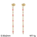 Pink and gold tassel earrings for women with resin beads and long drop chain length 50x2mm - Gold Metal Peach Pink Beads (KE109146-Z)