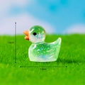 Mini green glitter duck figurine with transparent resin finish and 1.6cm height size - No. 8 Light Green