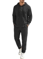 Ensemble deux pièces pour homme en lin anthracite avec chemise à capuche et pantalon - S / Noir