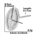 Detailed view of silver oval stud earring with textured edges and size measurements - D98-Textured Oval / Silver