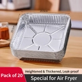 Set of 20 square aluminum foil trays for air fryer, 20.5cm silver heat resistant pans - 20.5cm*20.5cm (20 Pcs)