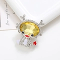 Detailed view of baby dragon charm with yellow gemstone and white rhinestones - Silver Base Golden Yellow (D2265)