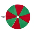 100cm red and green Christmas tree skirt with white pom-poms and diamond texture - Red and Green Rhombus Splicing / 100cm