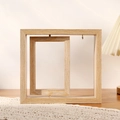Cadre photo rotatif en bois naturel pour photos 6x7 pouces avec affichage double face - Grain de Bois Vertical-7 Pouces Avec Lumière