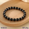 Tiger eye and lava stone stretch bracelet with 8mm black beads and metal spacers - Glossy Obsidian Style (KB183246-TLX)