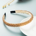 Champagne crystal beaded headband with slim frame and comfortable velvet lining - Coffee
