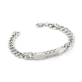 Bracciale da uomo in acciaio inossidabile con catena cubana e barra metallica lucida - Color Acciaio