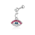 Silver stainless steel ear cartilage stud with evil eye zircon pendant and screw ball back - Silver Evil Eye