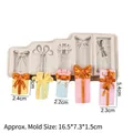 Siliconen mal met 5 geschenkdoosholtes en kleurrijke harsdecoraties met strikjes - 2# Cadeaubon Stijl / Grijs