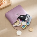 Purple pebble leather coin purse with silver snap closure for cards and keys - Light Purple (Single Layer)